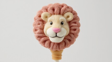 Cute Lion Face on a Stick Toy for Children, Soft and Colorful Design for Playtime and Educational Activities