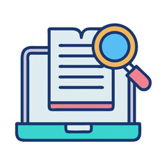 Fototapeta premium Laptop with document and magnifier for data analysis concept