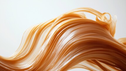 A dynamic, abstract wave of light and color, with a gradient of warm tones, flowing and swirling in a fluid, organic pattern against a neutral background.