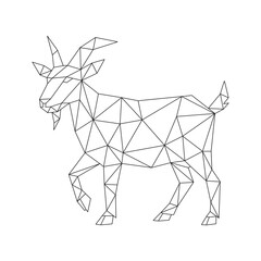 Polygonal line art of goat vector