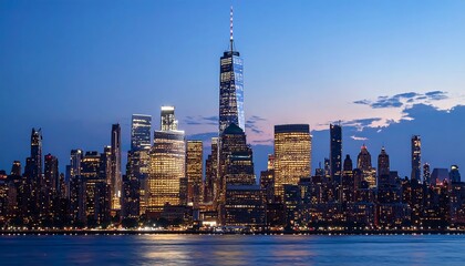 Obraz premium Nighttime skyline of New York City illuminating the urban landscape magnificently