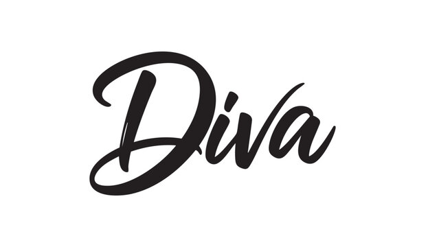 Elegant cursive diva signature logo design isolated