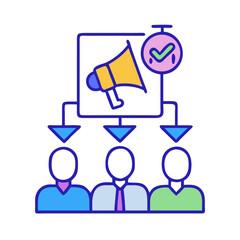Marketing reach illustration with loudspeaker icon and people figures