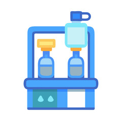 A minimalist cartoon illustration of chemical laboratory equipment
