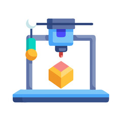 Illustration of a 3D printer constructing a colorful cube