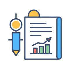 Growth chart with pencil illustration showcasing business analytics reports