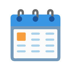Flat design calendar icon on dark background, schedule concept