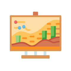 Stylized presentation chart on stand displaying business performance data