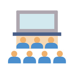 Vector illustration of audience attending a presentation or conference