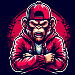 premium vector of Angry monkey mascot design