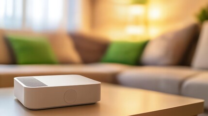 Portable Air Purifier on Table in a Bright Living Room