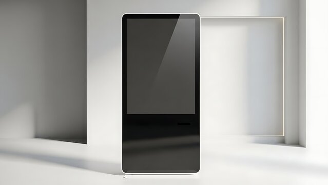 Digital information display screen in a clean, modern interior space - Powered by Adobe