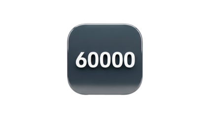 3D 60000 number counter icon on transparent background