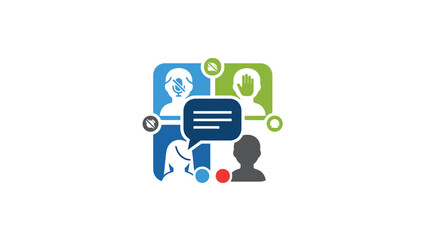 Fototapeta premium Diverse group of people engaged in online communication and collaboration.