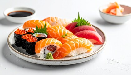 Delicious Assortment of Fresh Sushi and Sashimi