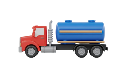 3D Cartoon Tanker Truck Illustration on transparent background