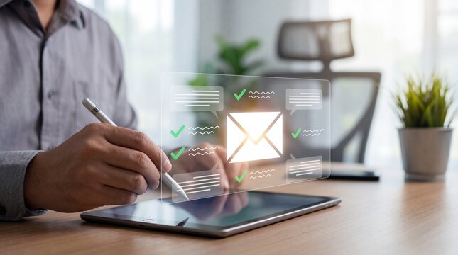 Business document management office workspace digital interaction modern environment close-up view productivity concept - Powered by Adobe