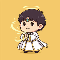 Chibi Angel Character with Halo and Divine Aura Illustration.