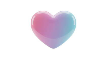 3D Glossy Heart with Pink and Blue Gradient on transparent background