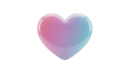 3D Glossy Heart with Pink and Blue Gradient on transparent background