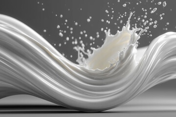 Dynamic splash of white liquid in motion with fluid waves