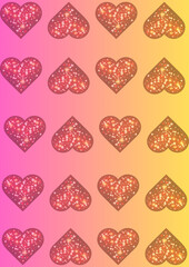 Vibrant Glittering Hearts Pattern on Gradient Background &ndash; A Sparkling Love Concept for Festive Celebrations and Romantic Designs, Ideal for Backgrounds, Greeting Cards, and Digital Art Projects