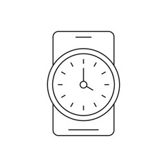 Smartphone analog clock for time and schedule line icon