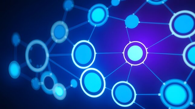Glowing blue network connections in modern digital space - Powered by Adobe