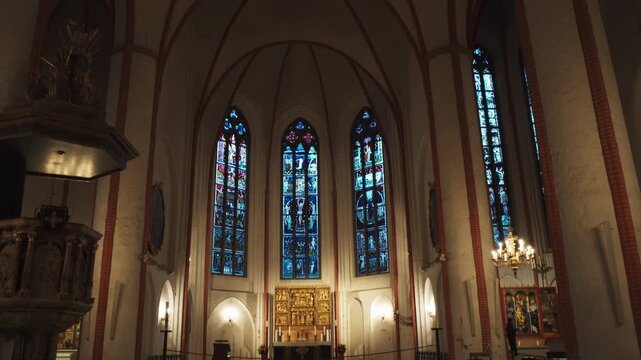 St. Jacobi church, stained-glass windows by Charles Crodel with the Holy Trinity Altar, Hamburg - 2 nov 2025