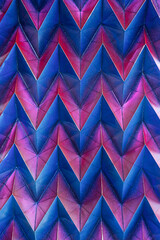 Folded spray painted colorful paper art, Japanese origami background texture, abstract geometric pattern artwork