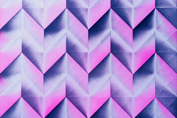 Folded spray painted colorful paper art, Japanese origami background texture, abstract geometric pattern artwork