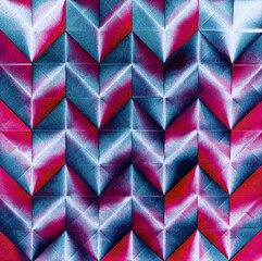 Folded spray painted colorful paper art, Japanese origami background texture, abstract geometric pattern artwork