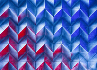 Folded spray painted colorful paper art, Japanese origami background texture, abstract geometric pattern artwork