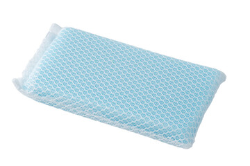 透明背景（png）にブルーの食器洗い用のネットスポンジ