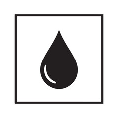Water Drop Icon in Square Frame, Minimal Liquid Symbol Vector