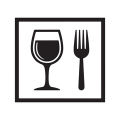 Wine glass and fork dining vector icon