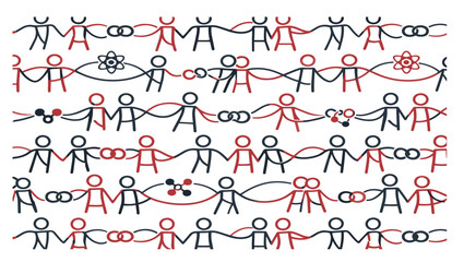 Fototapeta premium Creative Human Connection and Scientific Molecular Network Seamless Vector Pattern