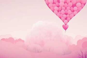 Abstract illustration, colorful background with heart elements. Glowing backdrop, love concept, space for text