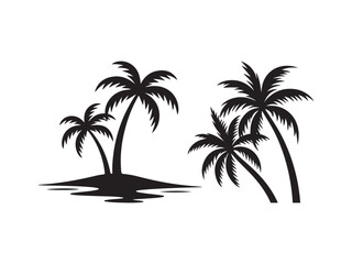 Obraz premium Black Silhouette of Palm Trees on Small Islands tropical nature