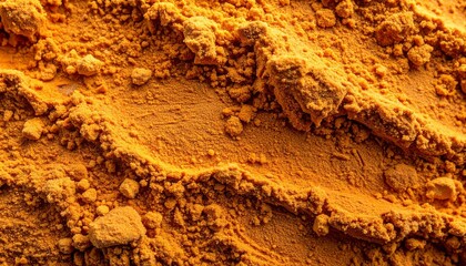 Fototapeta premium Close-up of vibrant turmeric powder texture