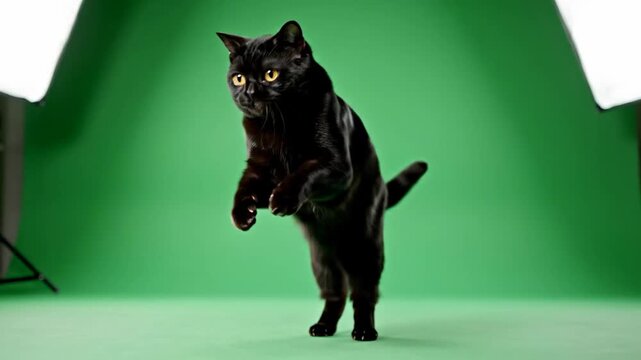 Black Cats Leaping Adventure - A Green Screen Studio Moment.
