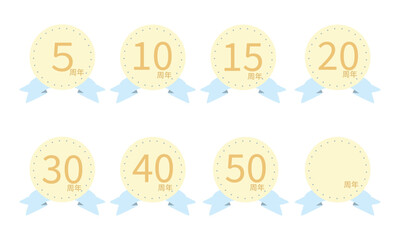 日本語表記の手描き風周年記念メダルセット