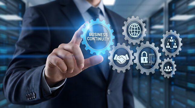 Professional,touching,business,continuity,gear,on,virtual,screen,concept,of,risk,management,disaster,recovery,and,resilient,corporate,operations,in,modern,technology,infrastructure