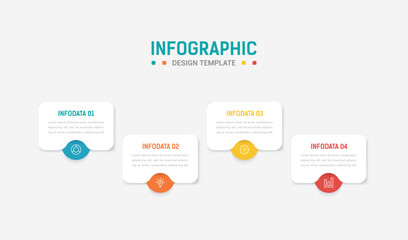 Fototapeta premium Four Step Infographic element design Vector template for presentation. Business process infographic with four colorful stages. Flat presentation template with four arrows