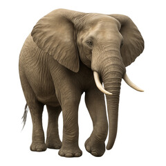 Fototapeta premium African Elephant Standing on White Background – Symbol of Strength and Wisdom