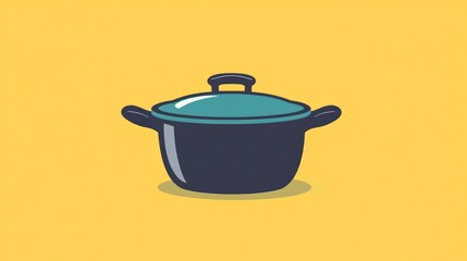 Illustrated cooking pot on yellow background culinary design element