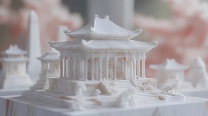 Detailed Miniature Architectural Model Displaying Classic Design