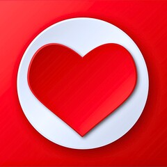 Red heart symbol on white circle with red background
