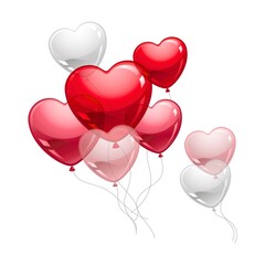 Vibrant heart shaped balloons in red, pink, and white for Valentine's Day