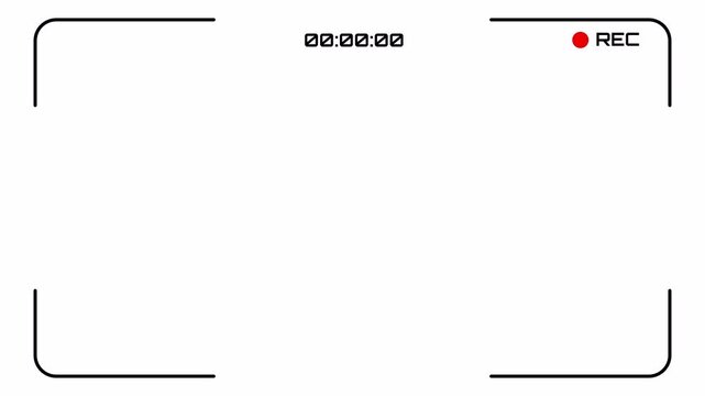 Minimalist Recording Camera Screen Overlay Interface, Video Camera Viewfinder HUD, Transparent Alpha Channel Background